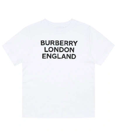 Burberry Kids' Printed Logo Short Sleeve T-shirt In White