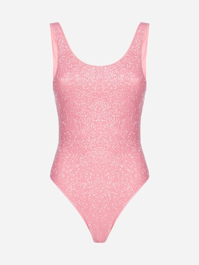 Oseree Sporty Maillot Shine Swimwear In Bubble Pink