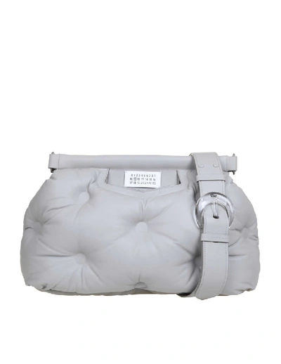 Maison Margiela Glam Slam Hand Bag In Soft Grey Leather In White