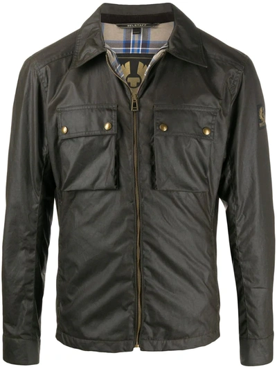 Belstaff Khaki Waxed Dunstall Jacket In Green