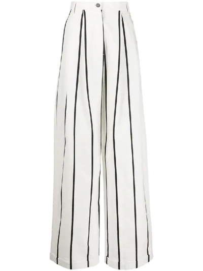 Alysi Striped Palazzo Trousers In White