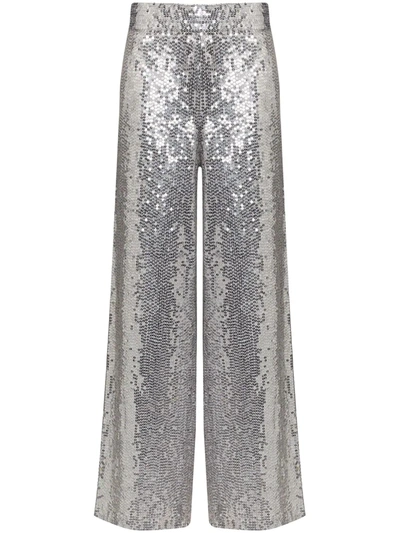 Ashish Sequinned Palazzo Trousers In Silver