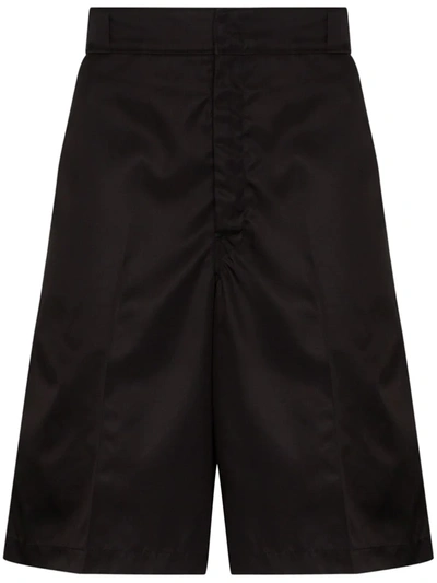 Prada Logo Plaque Bermuda Shorts In Black