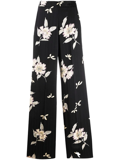 Etro Floral-print Palazzo Trousers In Black