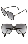 Fendi 58mm Gradient Square Sunglasses In Black/ Dark Grey
