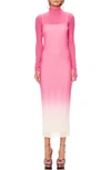 Afrm Shailene Long Sleeve Print Mesh Dress In Pink Ombre