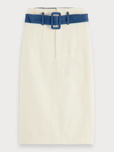 Scotch & Soda Colorblock Cotton Denim Pencil Skirt In Blue