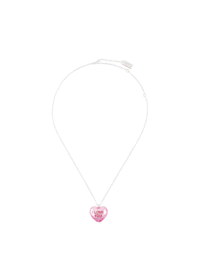 Marc Jacobs Heart Pendant Chain Necklace In Silver