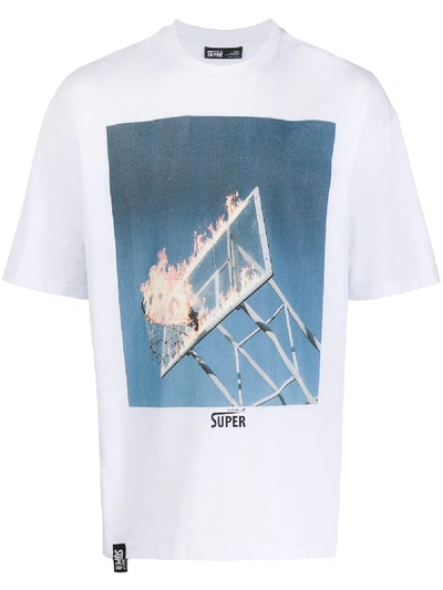 Vision Of Super Basket-print Logo T-shirt In White