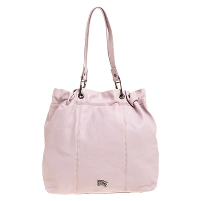 Pre-owned Burberry Pink Leather Drawstring Tote