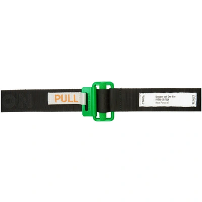 Heron Preston Black And Green Logo Tape Belt In 1040 Blkgrn