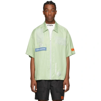 Heron Preston X Sami Miro Light Green Satin Shirt In Mint