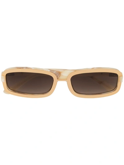 Linda Farrow Marble Print Sunglasses In Gold