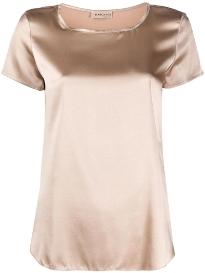 Blanca Vita Tania Silk T-shirt In Neutrals