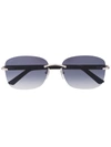 Cartier C Décor Rimless Rectangular-frame Sunglasses In Silver