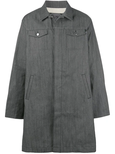 Undercover Figure Print Long Denim Jacket In Black
