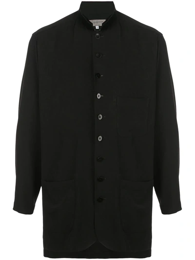 Yohji Yamamoto Mandarin Collar Buttoned Shirt In Black
