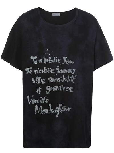 Yohji Yamamoto Round Neck Acid Was T-shirt In Black