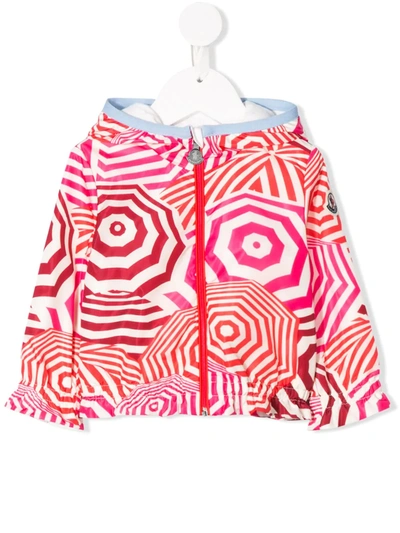 Moncler Babies' Umbrella Print Raincoat In White