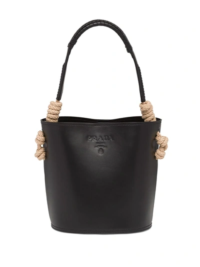 Prada Leather Bucket Bag In Black
