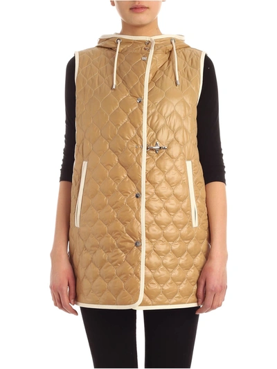 Fay Contrasting Stitching Waistcoat In Beige