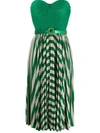 Elisabetta Franchi Sleeveless Dress In Mint And Gold Color With Belt In Green