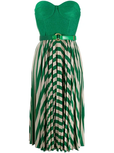 Elisabetta Franchi Sleeveless Dress In Mint And Gold Color With Belt In Green