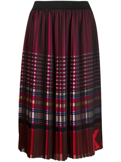 Karl Lagerfeld Stripe Print Pleated Multicolor Skirt