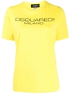 Dsquared2 Logo Lettering Printed Jersey T-shirt In Yellow