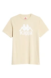Kappa Authentic Estessi Logo T-shirt In Beige Biscuit/ White