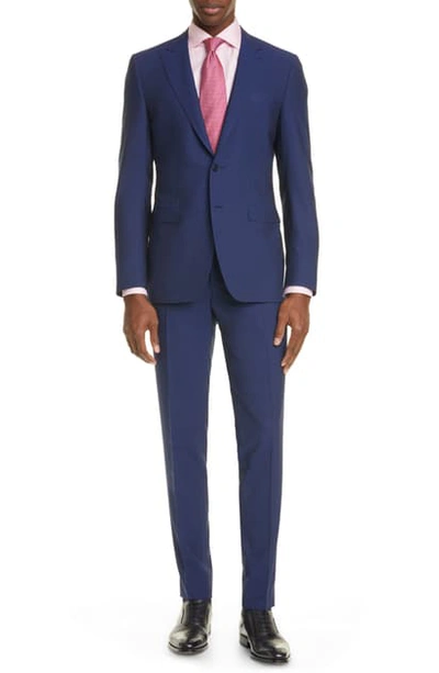 Canali Milano Trim Fit Solid Wool Suit In Navy
