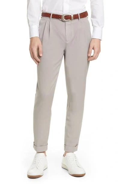 Eleventy Slim Fit Washed Wool Dress Pants In Stone