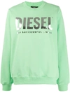 Diesel Crew Neck Sweatshirt With Logo Print In Mint