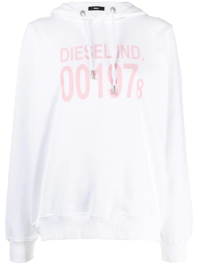 Diesel Hooded Sweatshirt With New Logo Print In White