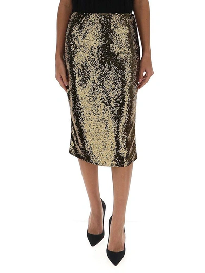 Michael Michael Kors Skirt  Sequined Pencil Skirt In Gold