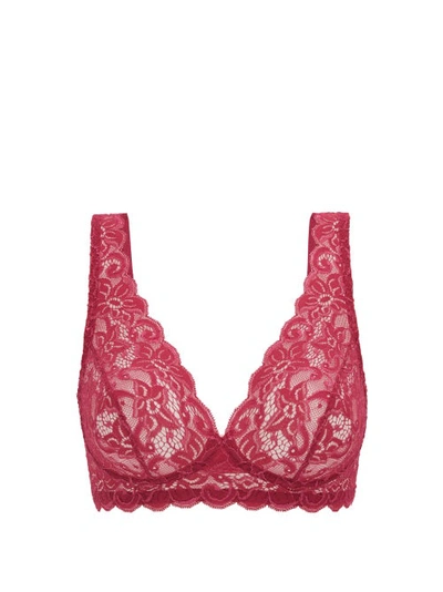 Hanro Luxury Moments Lace Wireless Bra In Barberry 1463