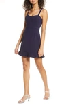 French Connection Whisper Ruffle Hem Sleeveless Fit & Flare Dress In Duchess Blue