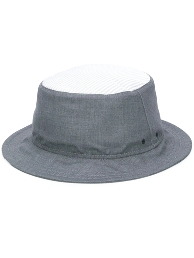 Thom Browne 4-bar Plain Weave Bucket Hat In 035 Med Grey