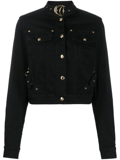 Versace Jeans Couture Buckled Collar Cropped Jacket In Black