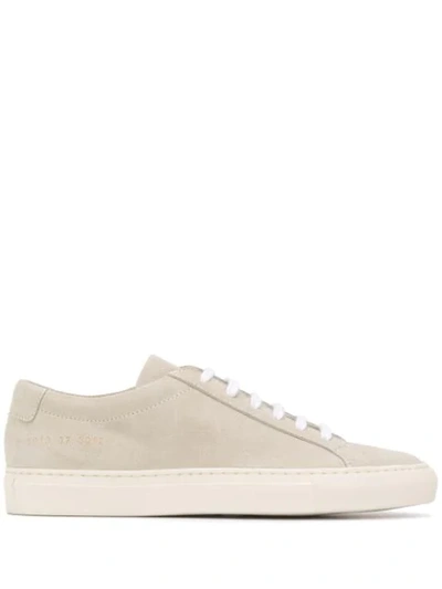 Common Projects Textured Stitch Detail Lace-up Trainers In Neutrals