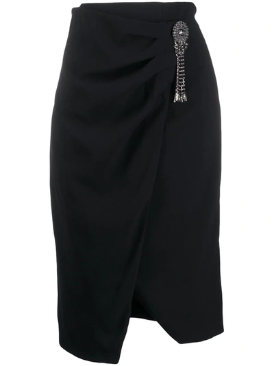 Pinko Studded Detail Front Slit Skirt In Black