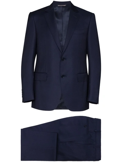 Canali Single-breasted Two-piece Wool Suit In Blue