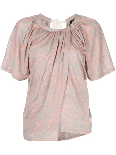 Proenza Schouler Palm Printed Overlapped T-shirt In Pink