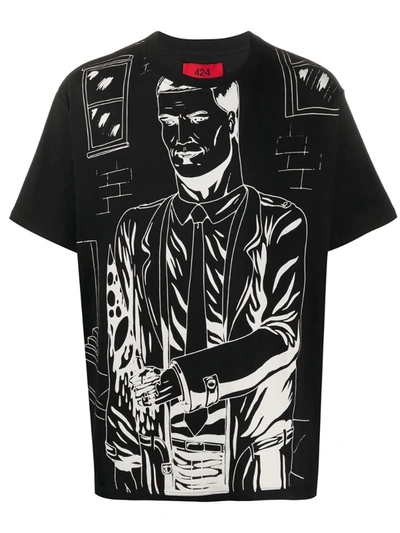 424 Cartoon-print T-shirt In Black