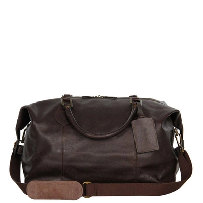 Barbour Leather Travel Explorer Bag In Brown