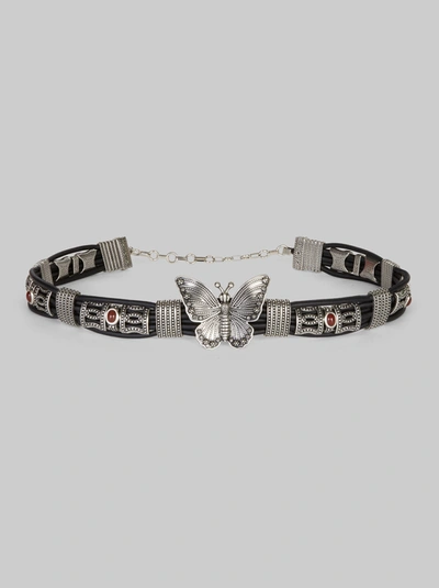 Etro Leather Belt With Butterfly Buckle In Black