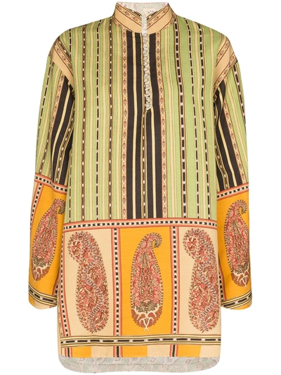 Etro Dress With Striped Pattern And Paisley Macro In Green