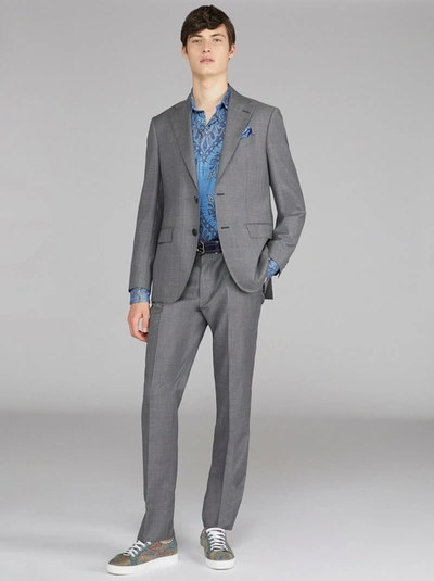 Etro Tonal Check Suit In Gray