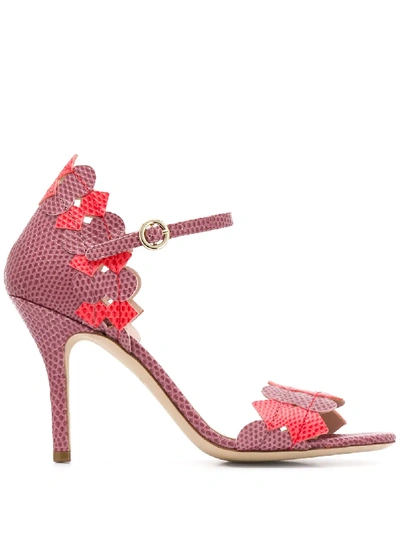 Etro Lizard Print Sandals With Geometric Patterns In Pink