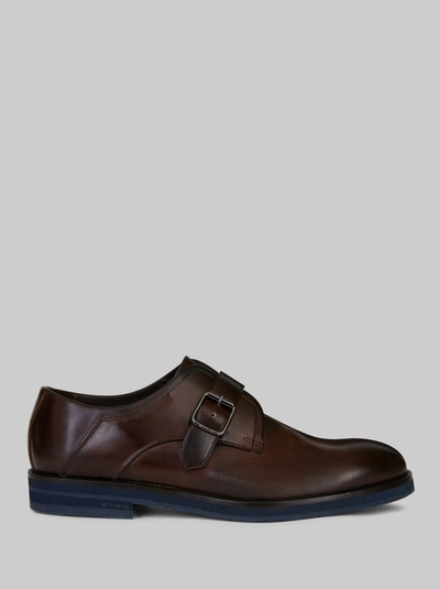 Etro Leather Monk Straps In Brown